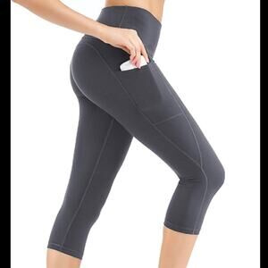 Espidoo Athletic Yoga Leggings Pockets Gray Sz S